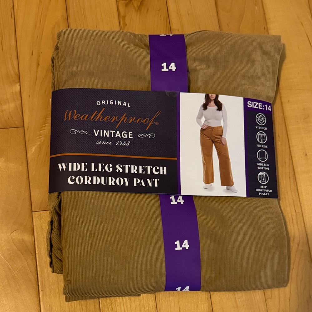 Weatherproof Vintage Tan Wide Leg Corduroy Pants